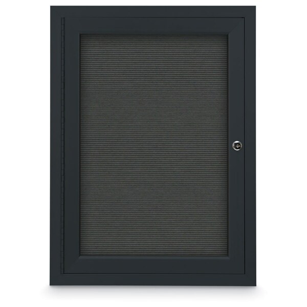24"x36" 1-Door Enclosed Outdoor Letterboard, Header, Grey Felt/Black